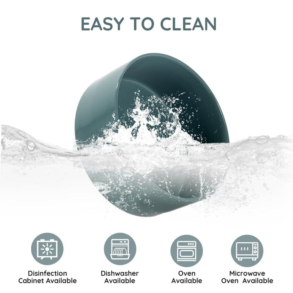 SPUNKYJUNKY 60oz kitchen-ready bowl demonstrates dishwasher-safe convenience for quick cleanup.