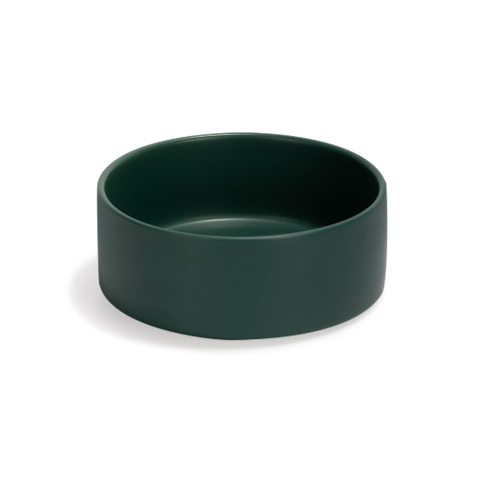 SPUNKYJUNKY ceramic dog and cat bowl in green, front view for daily feeding convenience.