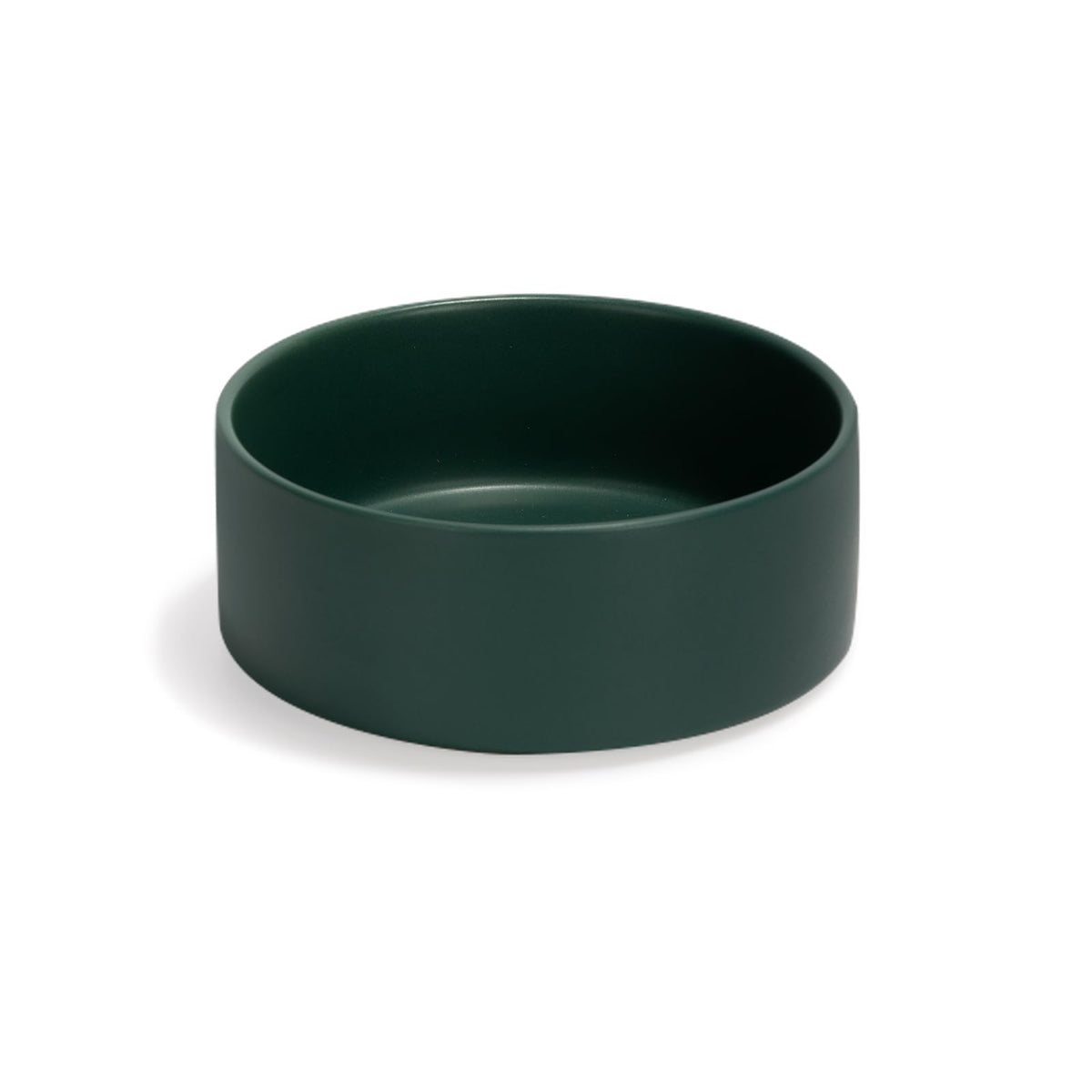 SPUNKYJUNKY ceramic dog and cat bowl in green, front view for daily feeding convenience.