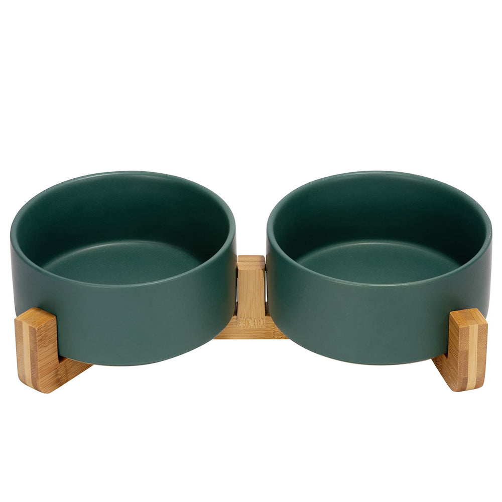 SPUNKYJUNKY ceramic dog-cat bowl front view elevates feeding posture.