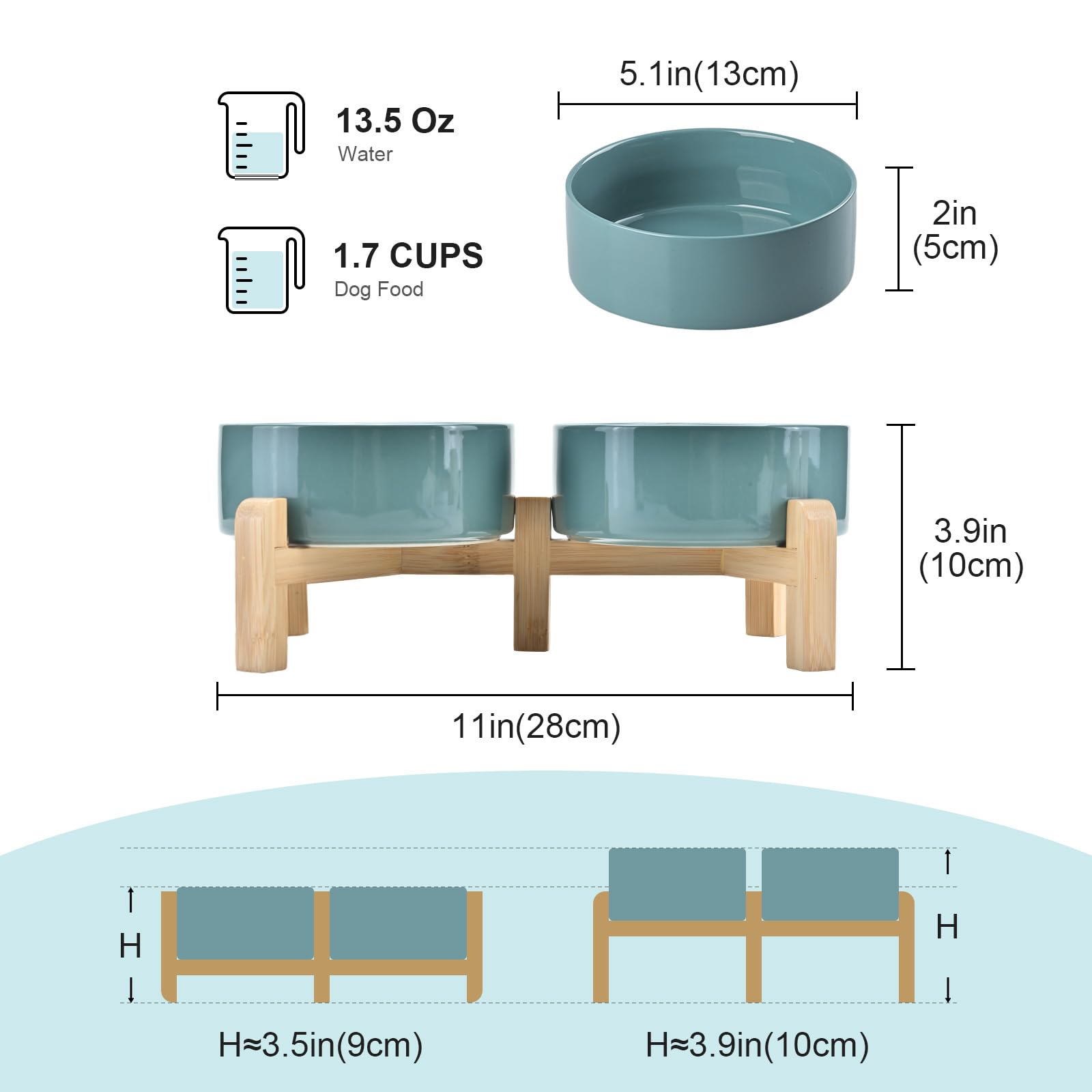 SPUNKYJUNKY bamboo stand setup with raised dog bowls