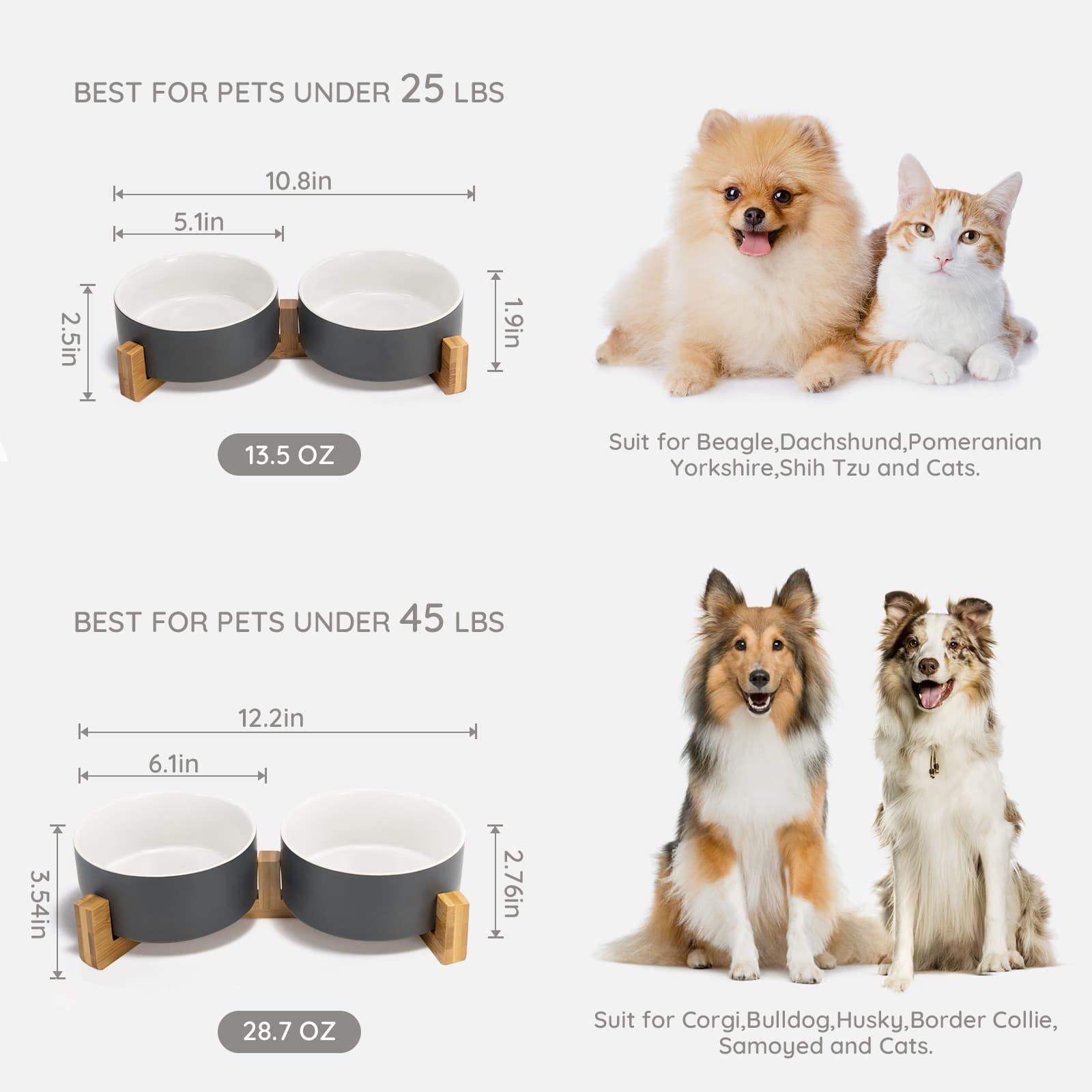SPUNKYJUNKY double bowl design keeps food and water neatly separated, simplifying mealtime.