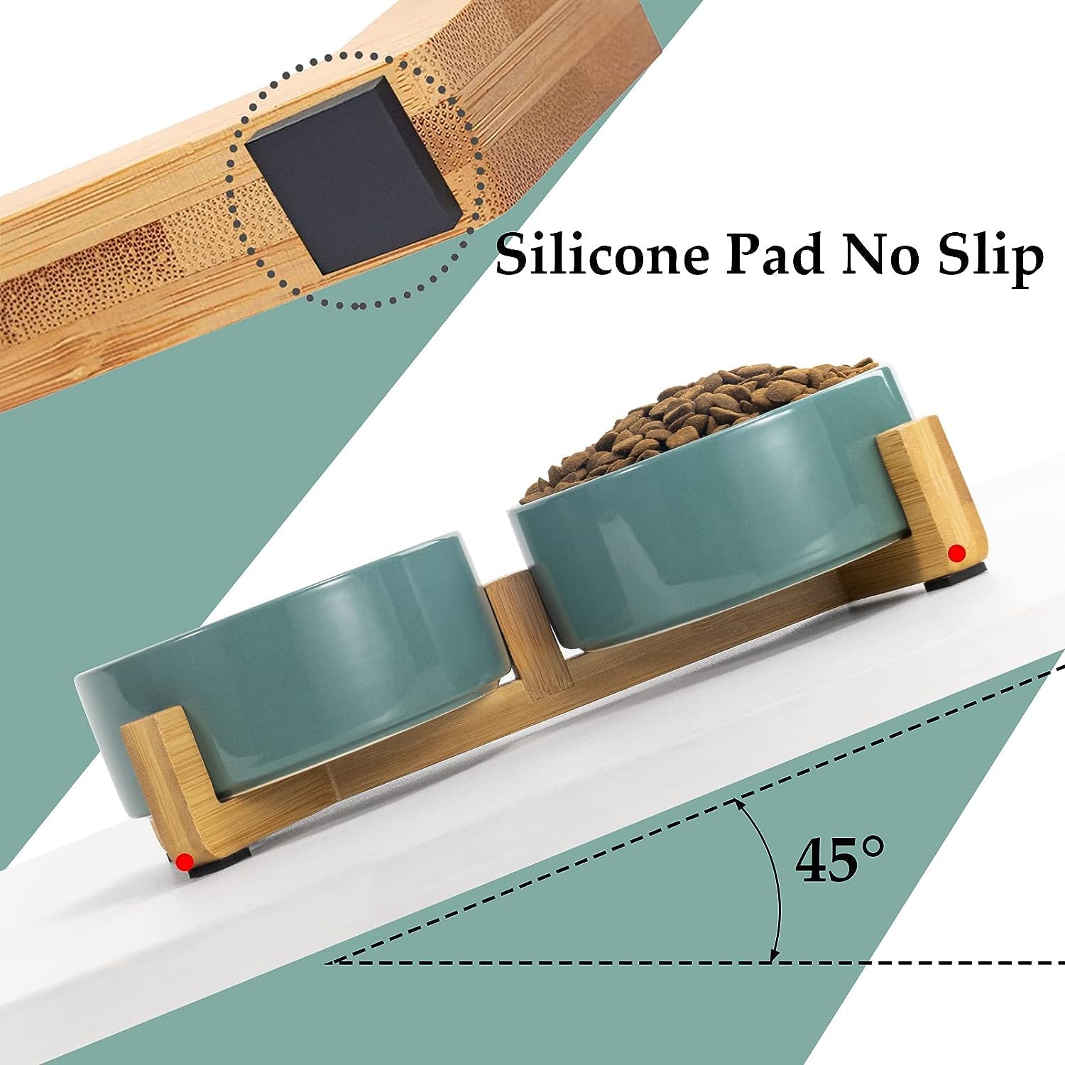 SPUNKYJUNKY dual-bowl setup with food and water on stand