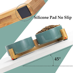SPUNKYJUNKY dual-bowl setup with food and water on stand