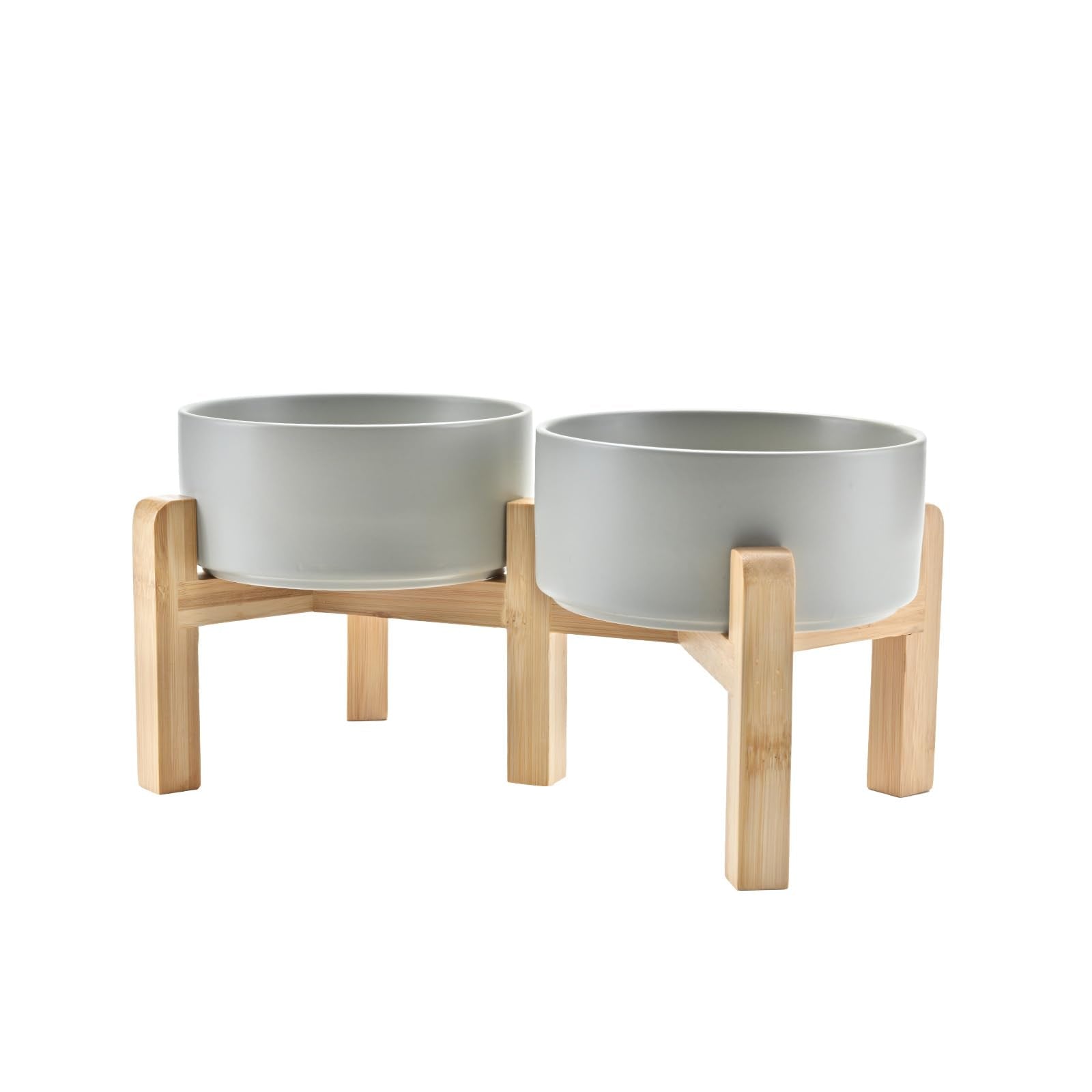 SPUNKYJUNKY elevated bowls ceramic-grey tabletop view highlighting modern design and lead-free glaze