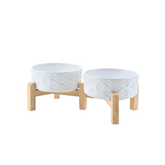 SPUNKYJUNKY elevated ceramic bowls with 5.1-inch capacity for comfortable meals