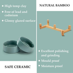 SPUNKYJUNKY wooden stand with bowls keeps feeding area tidy