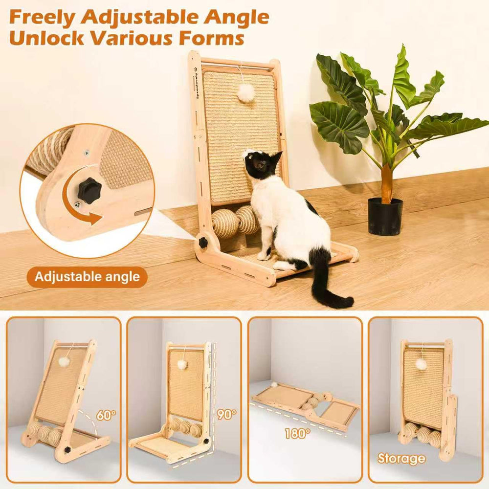 Spzanlovely cat scratcher angle adjustment shows versatile positions for kittens to seniors