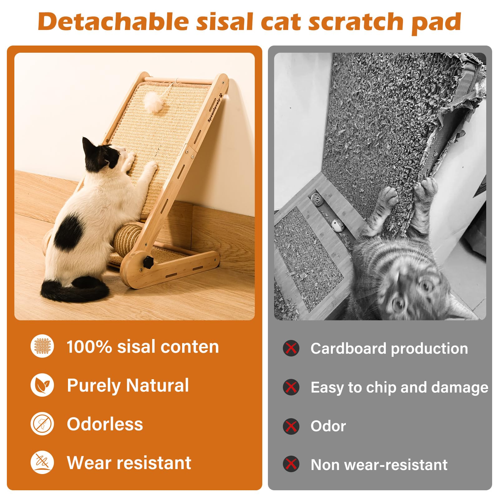 Spzanlovely cat scratcher space saving shows compact footprint in small rooms