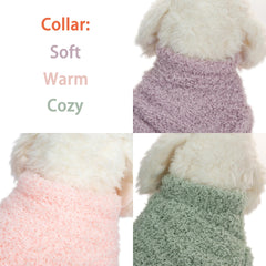 SQUARE MOON dog sweater medium-lake-green shown on dog for snug warmth.