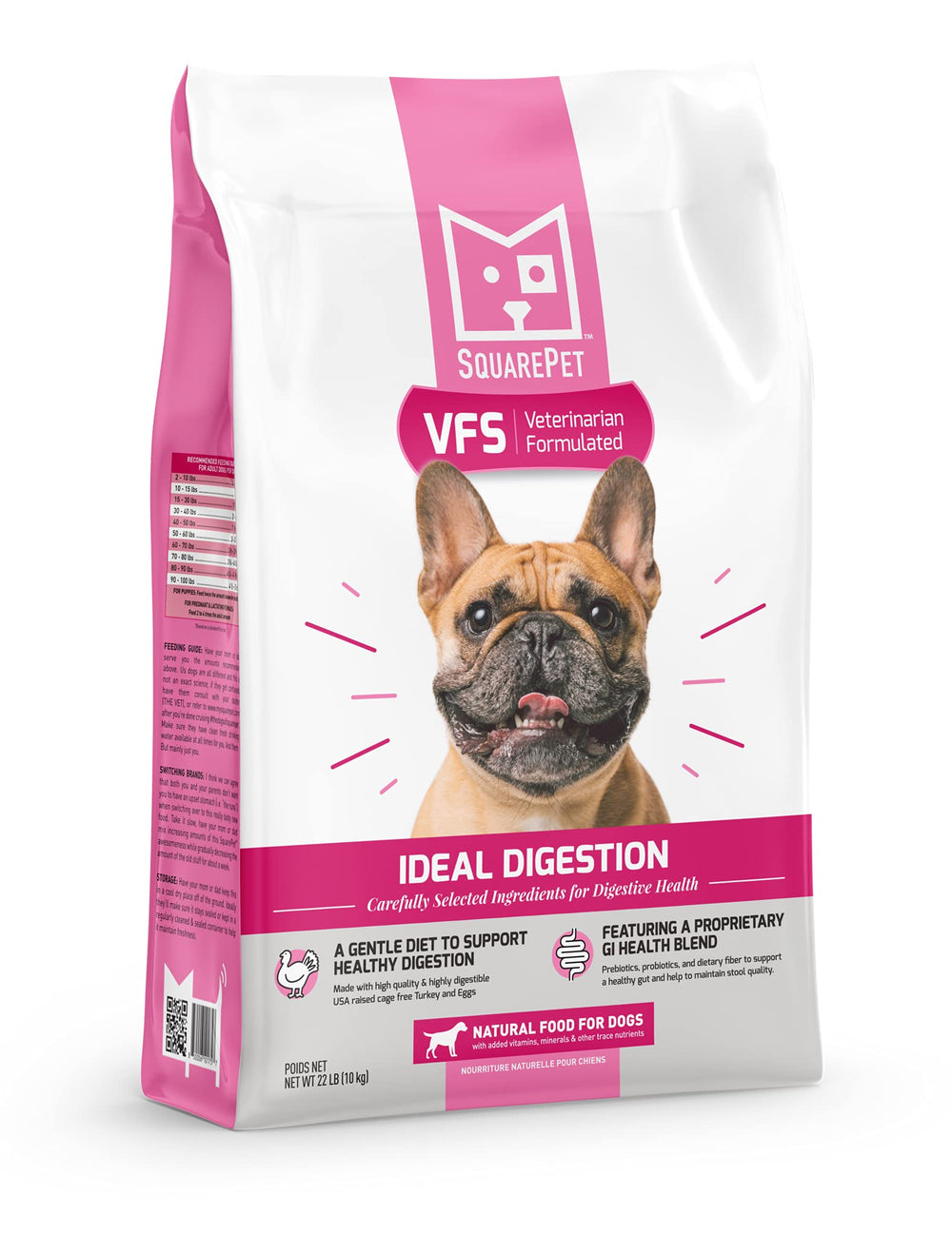 SquarePet VFS Canine Ideal Digestion Formula bag promotes gut health and easy digestion.