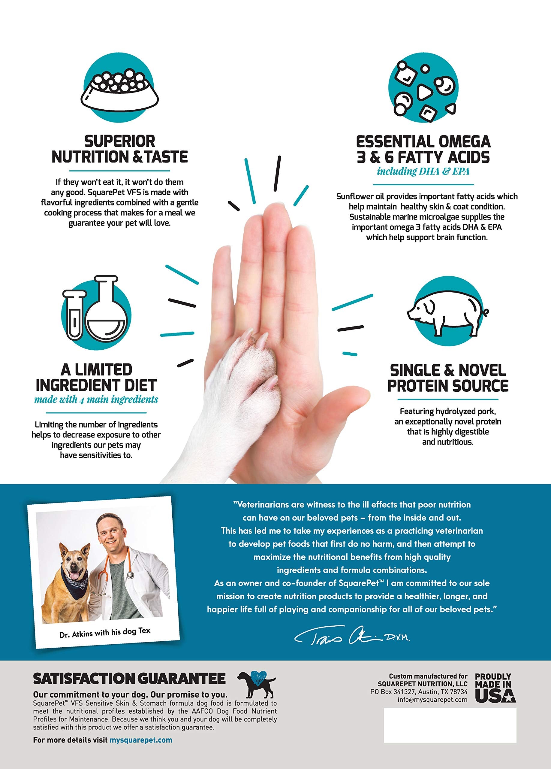 SquarePet VFS ingredient list close-up highlighting limited ingredients.