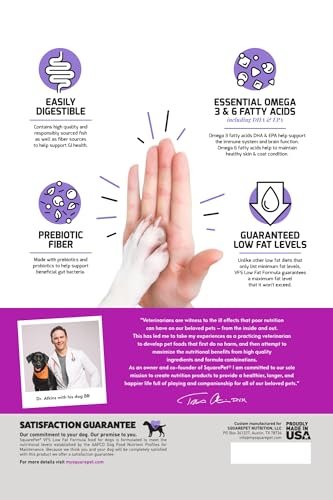 SquarePet VFS dry dog food being poured into a bowl for easy feeding