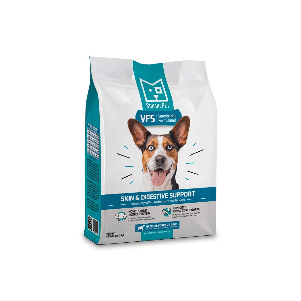 SquarePet VFS skin-digestive-support bag highlights hydrolyzed protein for sensitive dogs.