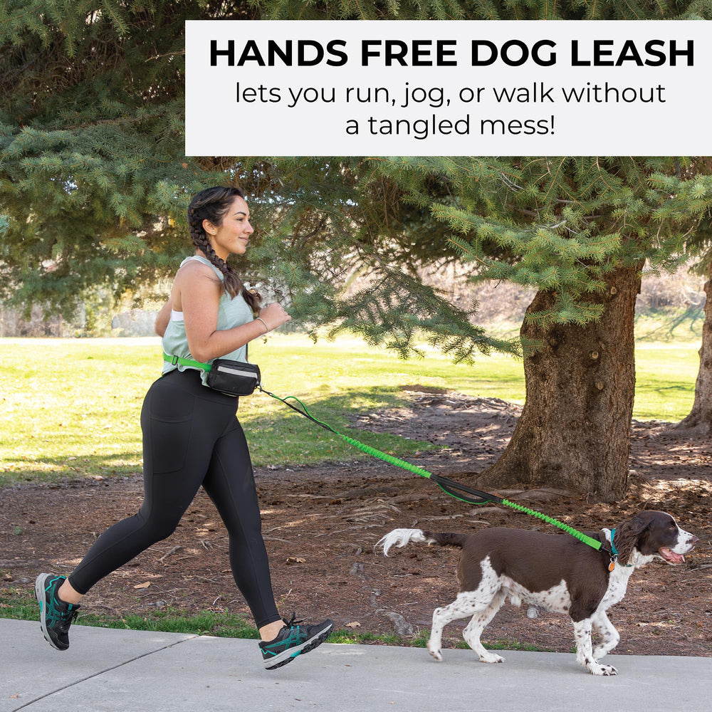 Squirrel Products hands-free leash crossbody strap enables jogs with steady, comfortable balance.