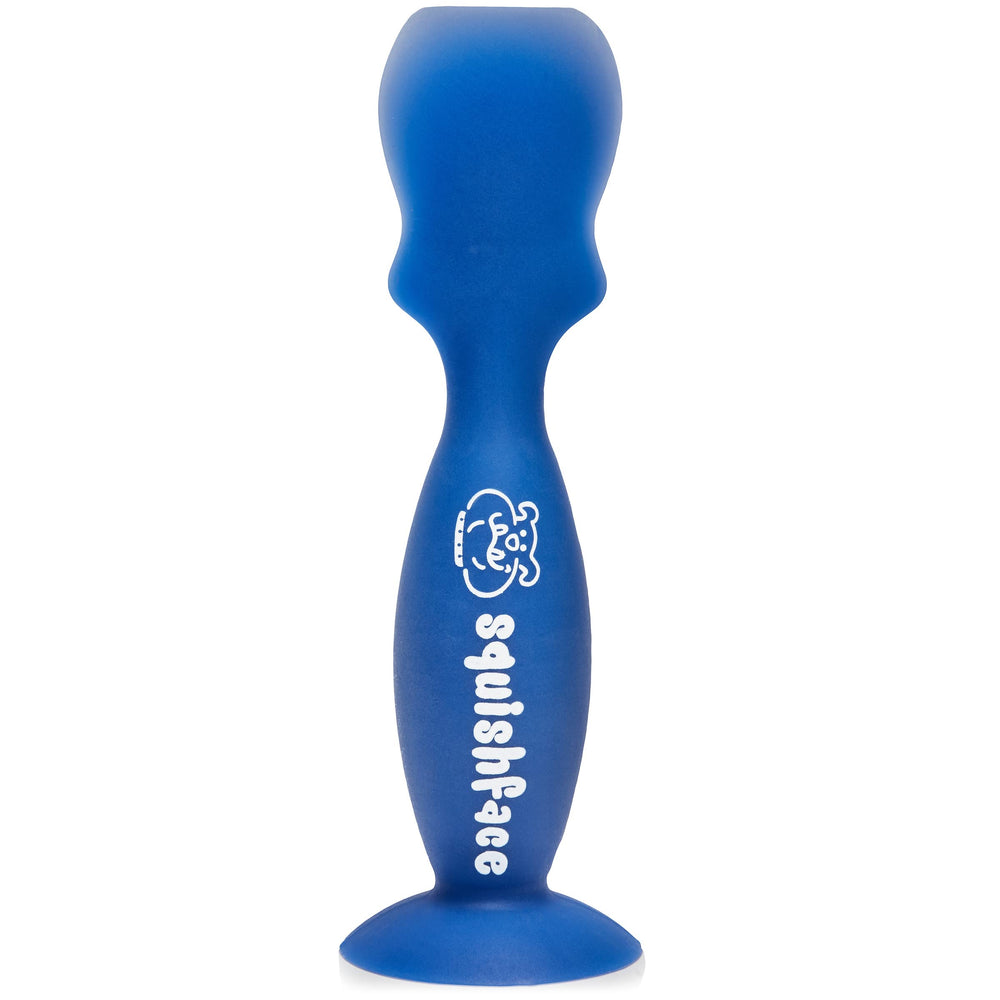 Squishface flexible silicone dog wrinkle paste applicator side view enables gentle wrinkle application.