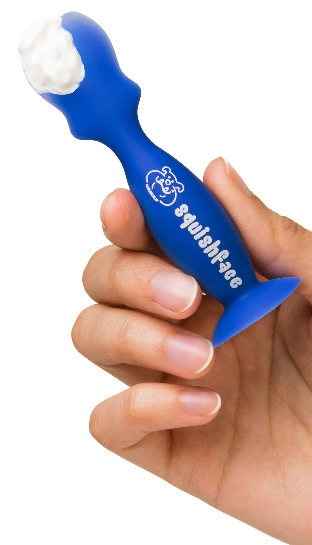 Squishface flexible silicone dog wrinkle paste applicator top view for precise paste placement.