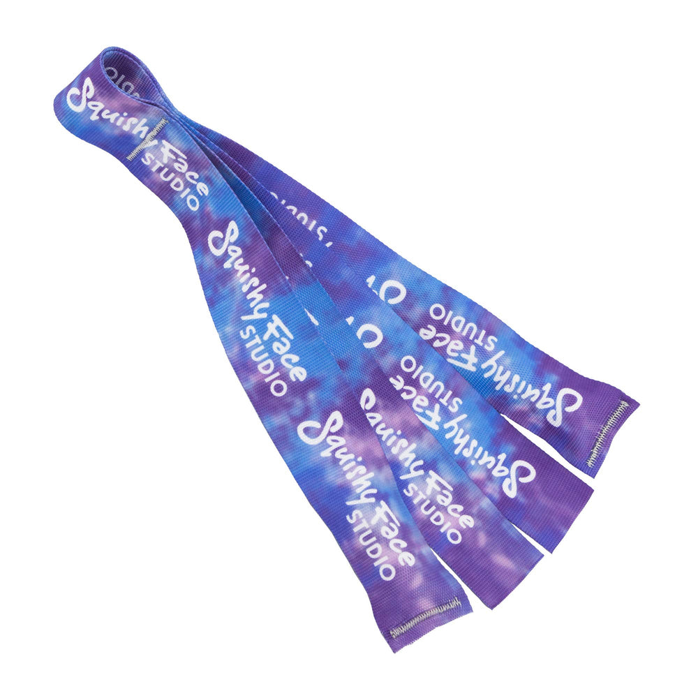 Squishy Face Studio lure for Flirt Pole V2 in purple/blue with squeaker for outdoor fetch