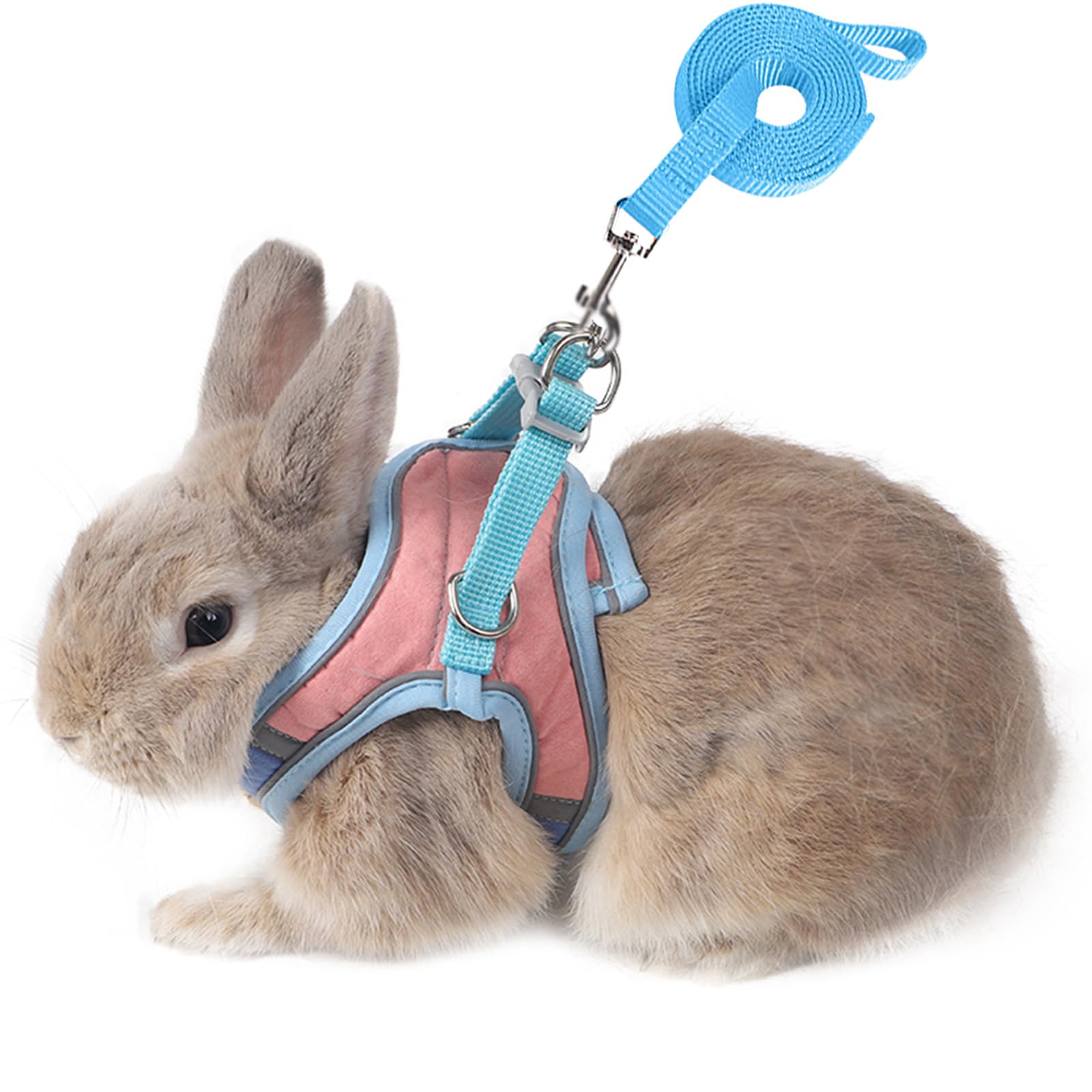 SQUSIMEI bunny harness powder blue front view for comfortable rabbit walks