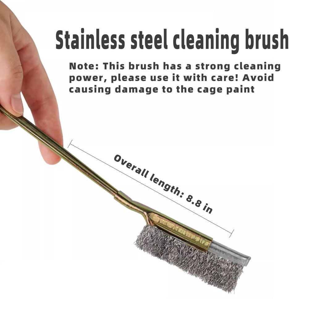 SQUSIMEI multi-functional-brush cleans cage poles and posts for a spotless enclosure.