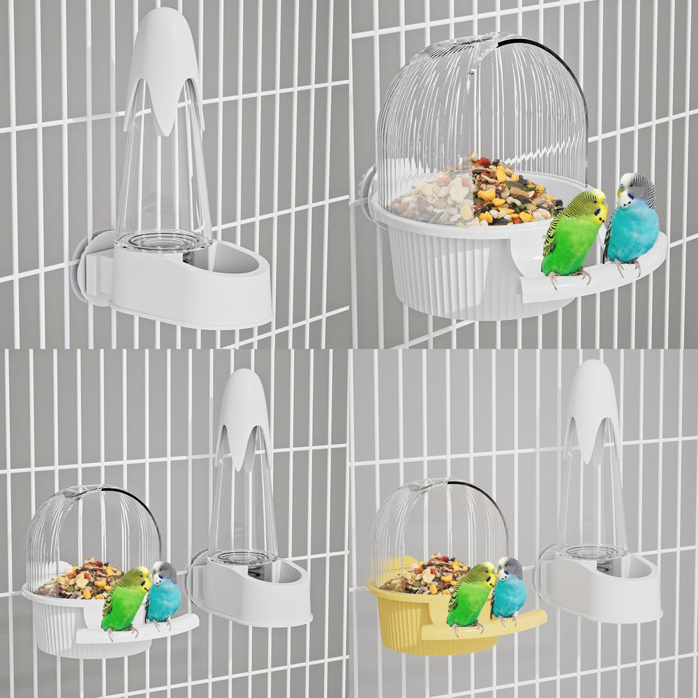 SQUSIMEI No Mess Bird Feeder Water Dispenser Set anti-spill design reduces mess during meals.