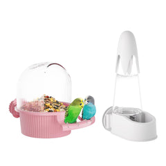 SQUSIMEI no mess bird feeder water dispenser set assembly on cage for easy setup and maintenance