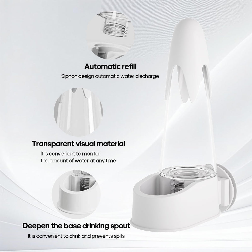 SQUSIMEI No Mess Bird Feeder Water Dispenser Set seed feeder close-up shows 17 oz capacity for days.