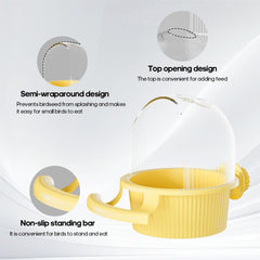 SQUSIMEI semi-encirclement design reduces splashes while birds eat comfortably.