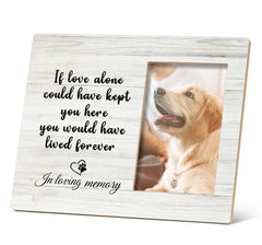 SRADMO memorial frame dog front view highlighting sturdy wood protection for cherished photos.