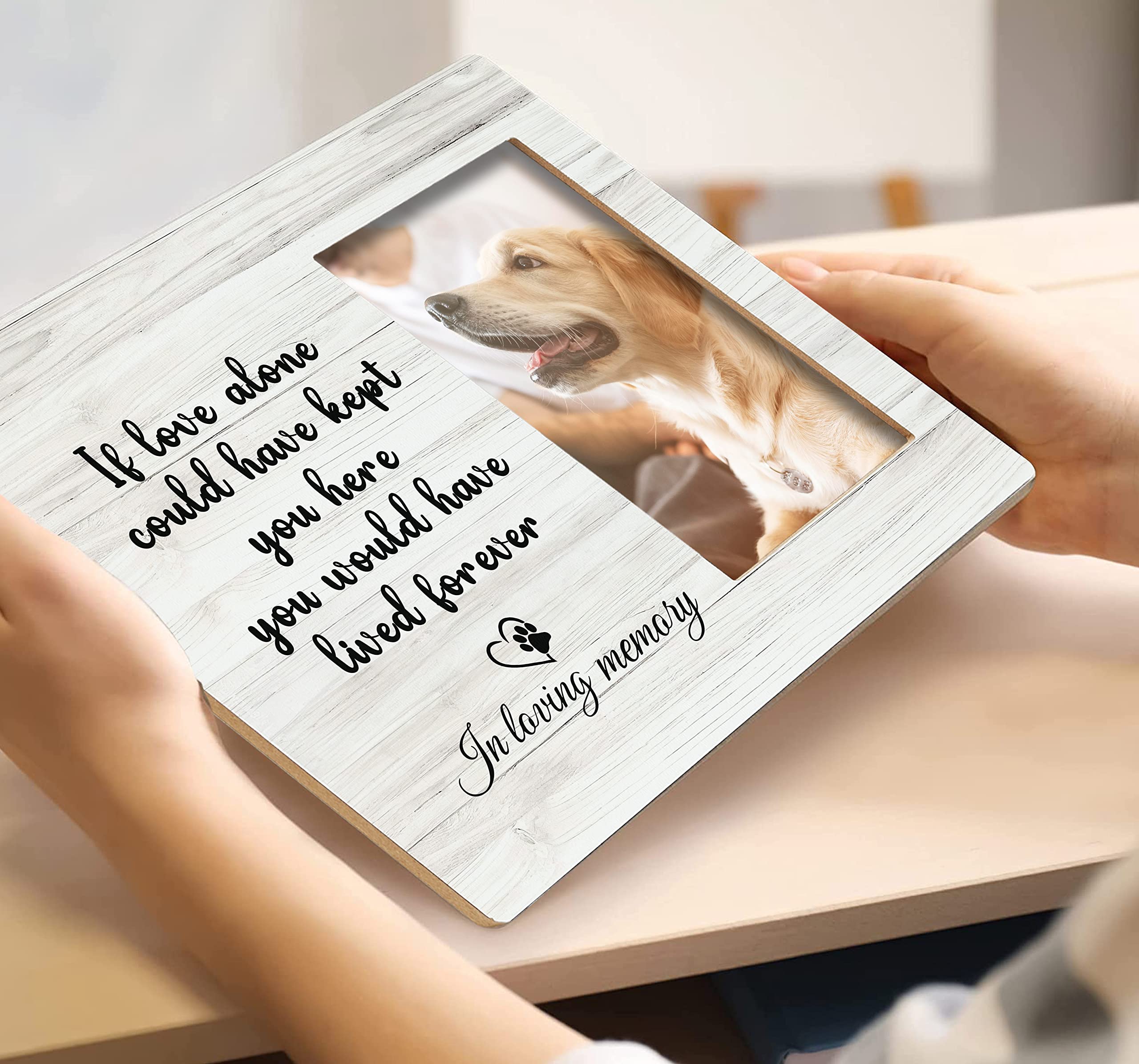 SRADMO memorial frame dog wall display showing easy wall mounting with a sturdy bracket.