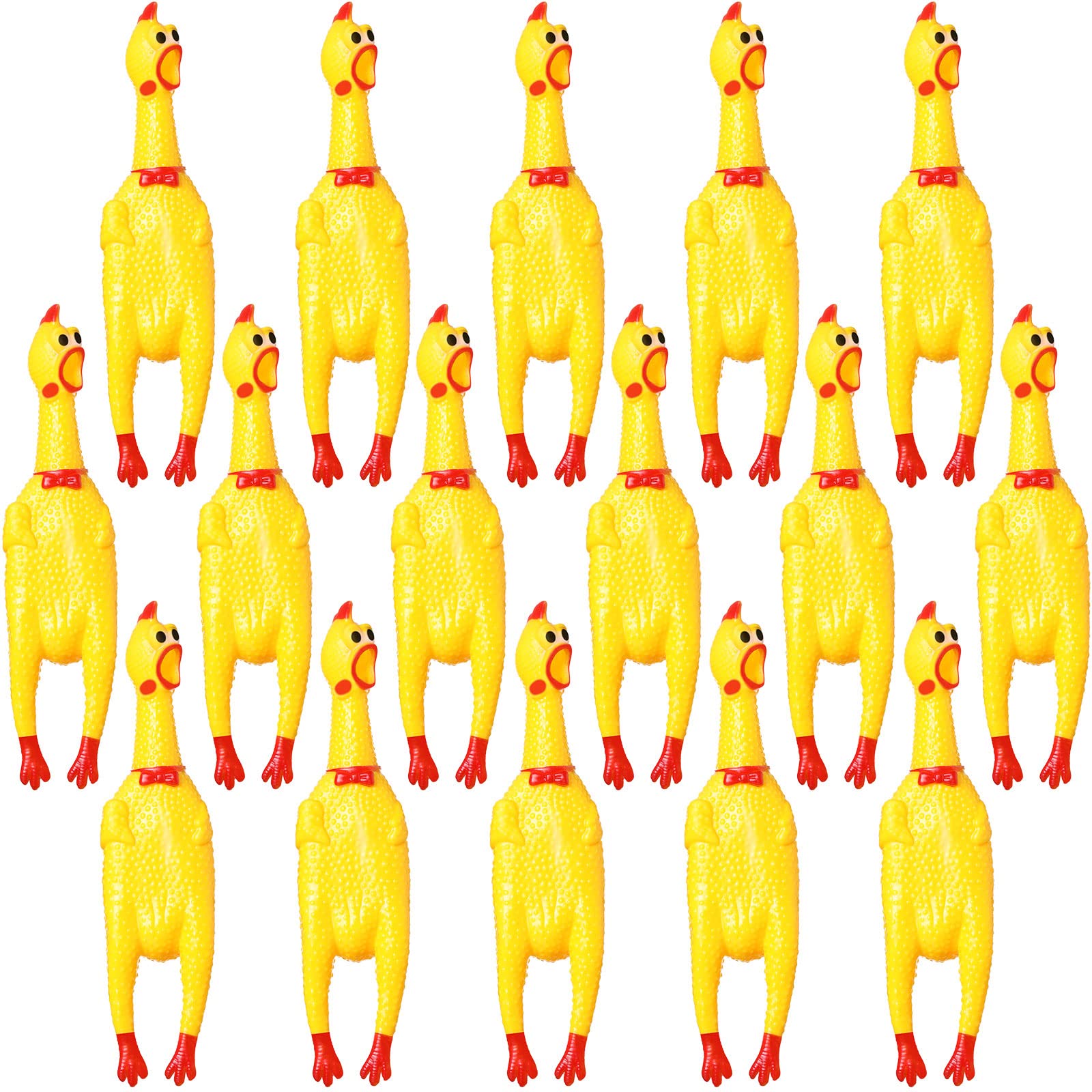 Sratte 16-pack screaming rubber chickens shown for bulk play and laughter