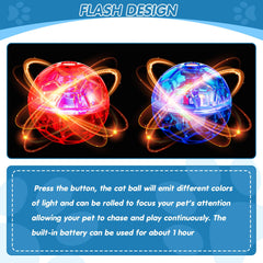 Sratte cat-ball-led-flash highlights night-time play with vivid glow and curiosity.