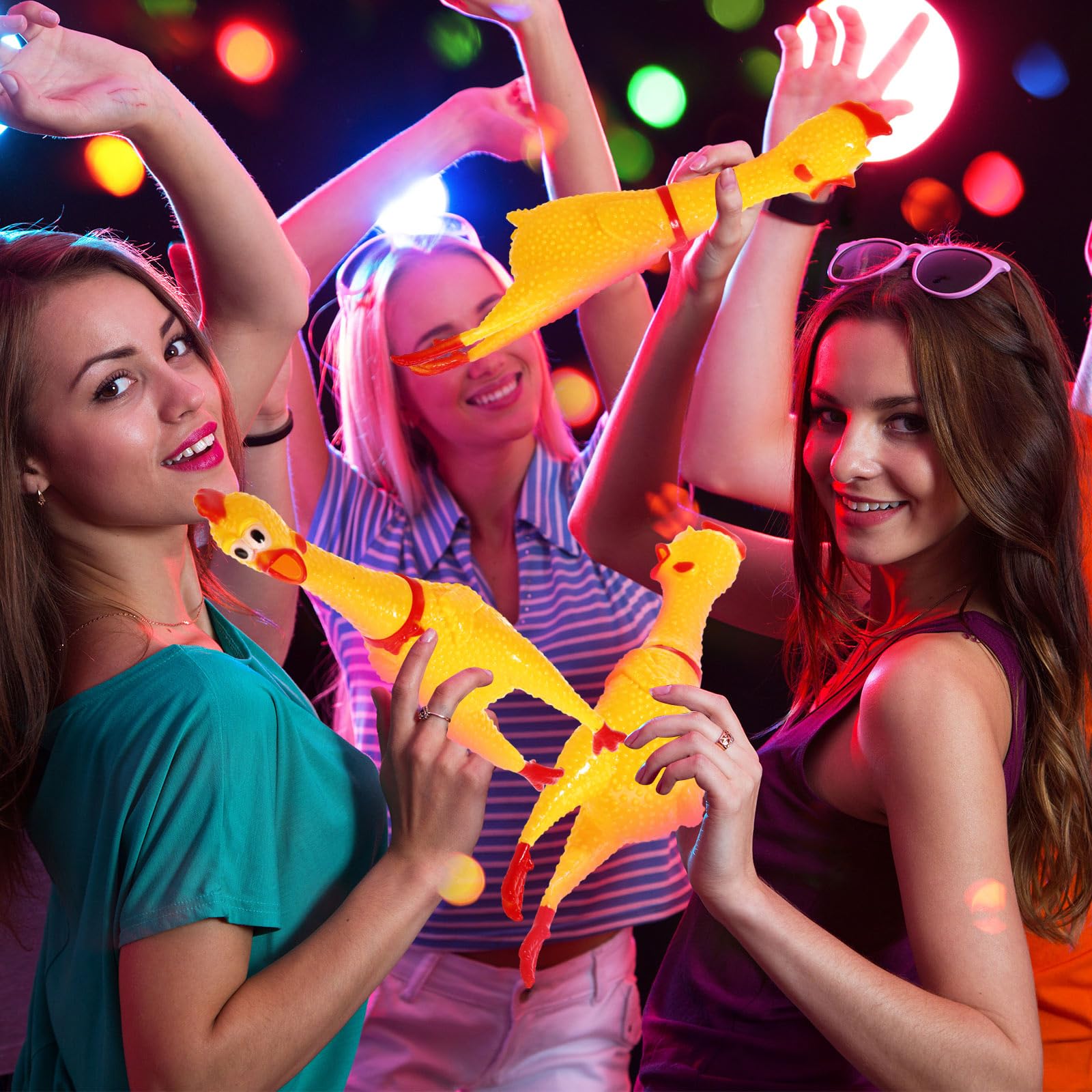 Sratte yellow squeaky chicken toy makes a playful gift.