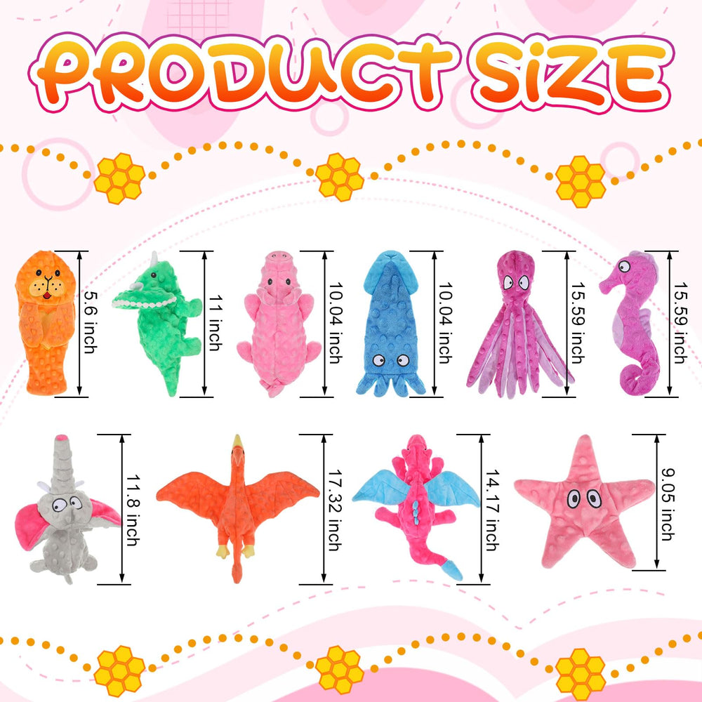 Sratte seahorse squeaky toy provides durable plush fun for dogs.