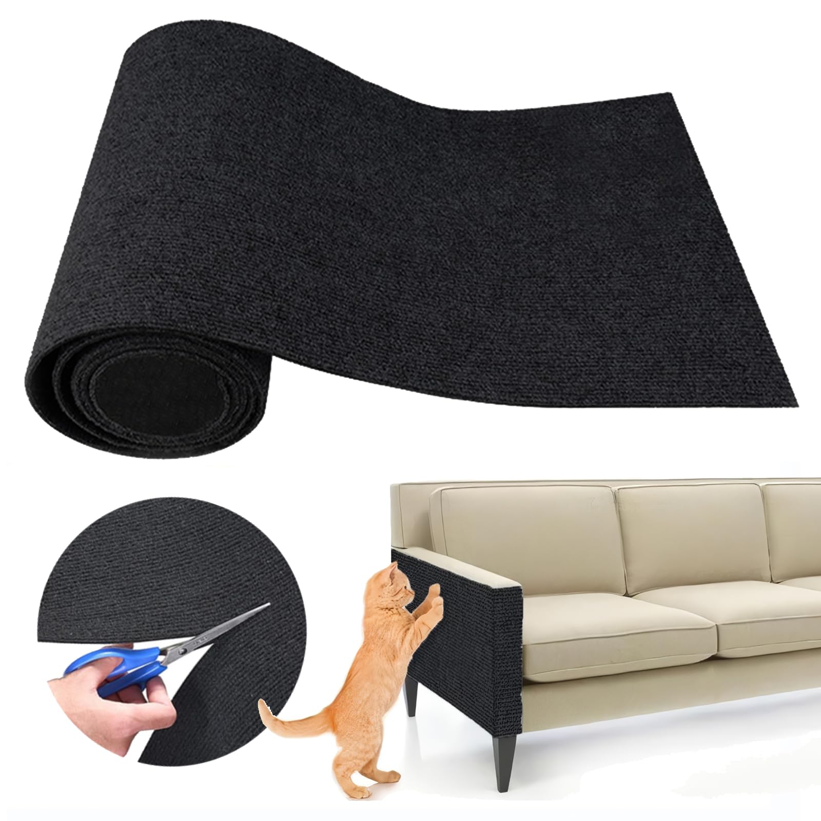 SREBAY cat-scratching-mat black 78.7x15.8in showcased for furniture protection and DIY fit