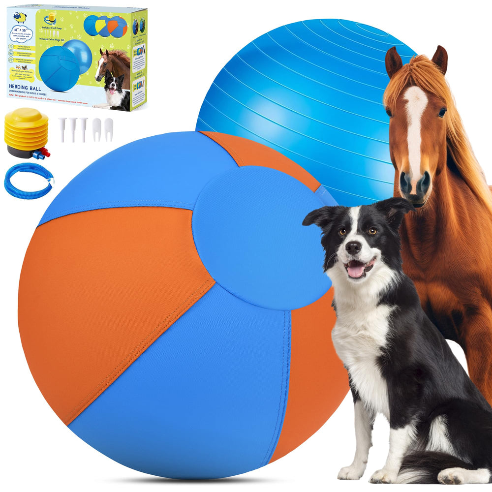 Srotek Herding Ball 18in front view with durable cover for extended outdoor play