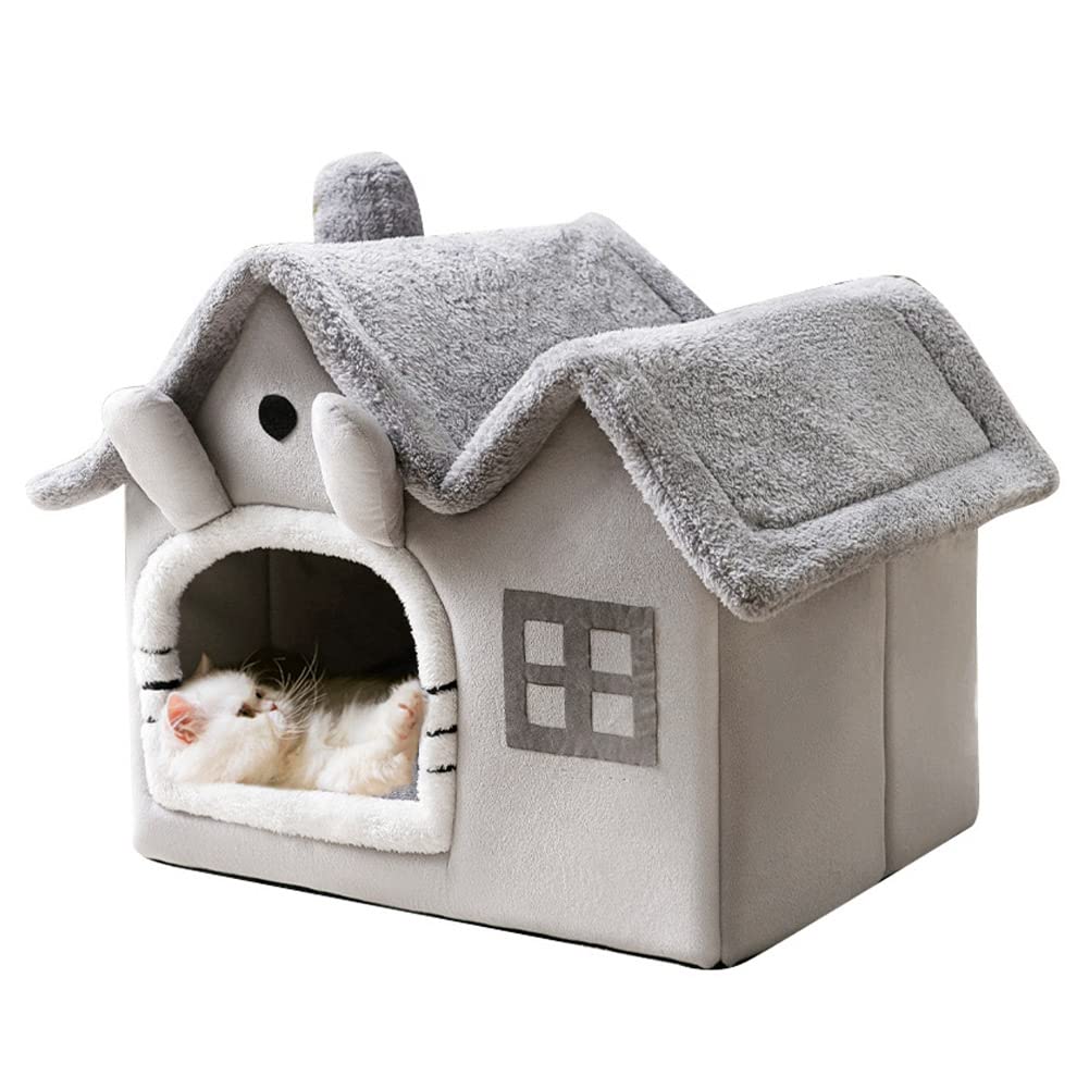 Srutirbo luxury double roof dog house front view showing plush memory foam comfort.