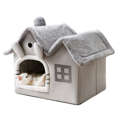Srutirbo luxury double roof dog house front view showing plush memory foam comfort.