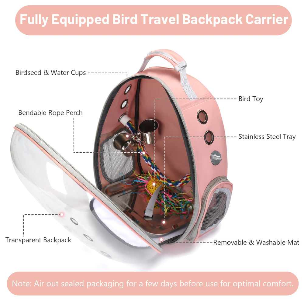 SSAWcasa Bird Backpack Carrier soft mat cushions comfort during long journeys.
