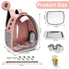 SSAWcasa Bird Backpack Carrier transparent window highlights scenic outdoor views for birds.