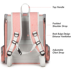 SSAWcasa cat backpack carrier pink top window provides visibility for safer travel