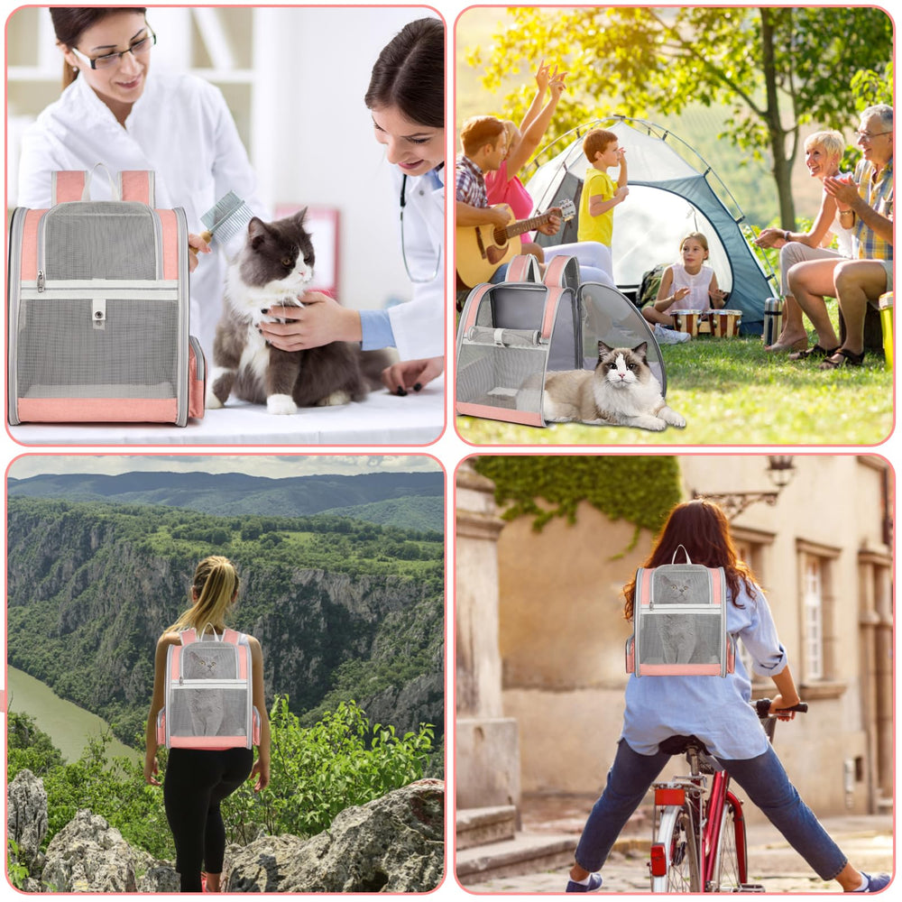 SSAWcasa cat backpack carrier pink travel strap highlights ergonomic design for comfortable carrying