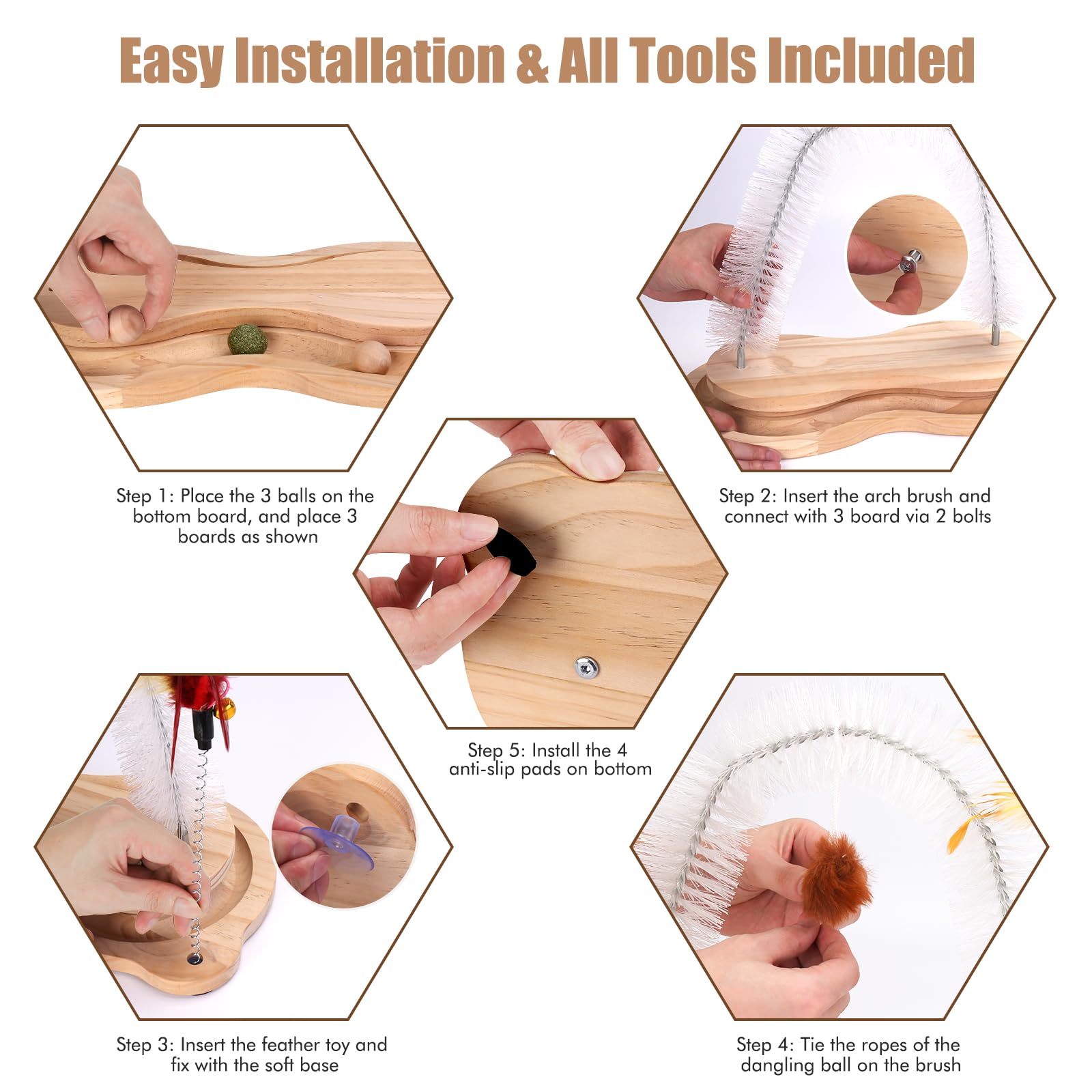 SSAWcasa cat self-groomer catnip ball adds enticing playtime for cats.