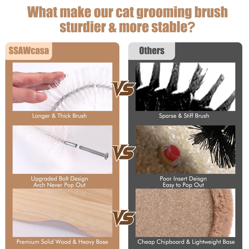 SSAWcasa cat self-groomer dangling plush ball sparks interactive hunting play.