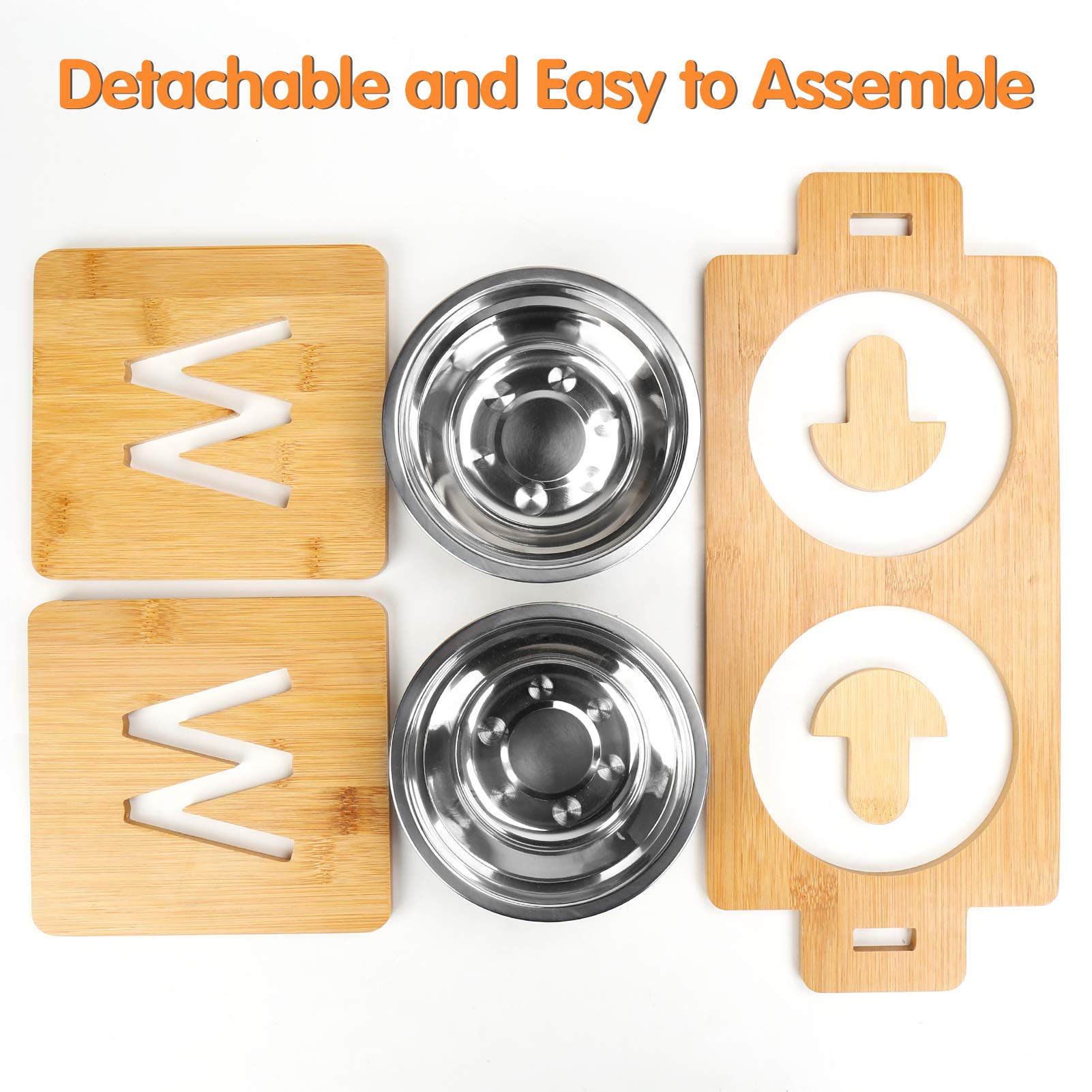 SSAWcasa adjustable-height stand demonstrating four height options for growing pets.