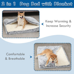 SSAWcasa dog bed blanket attached emphasizes warmth and cuddling during rest.