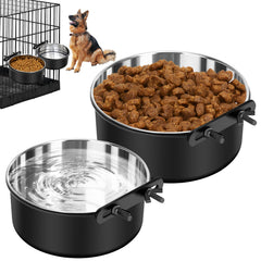 SSAWcasa dog crate water bowl no spill hanging clip setup for secure feeding.