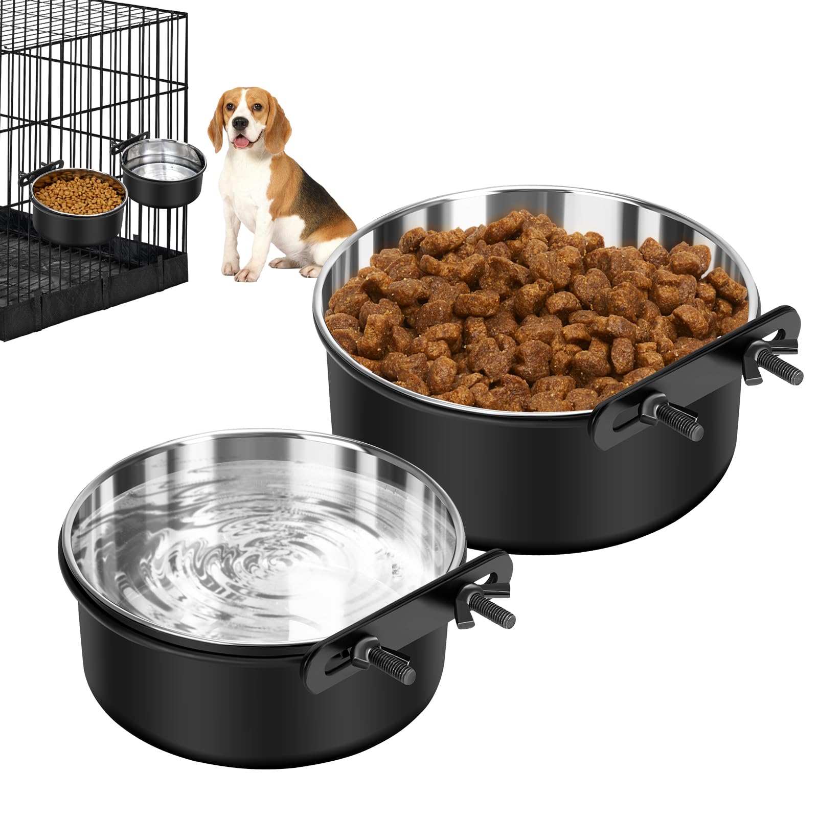 SSAWcasa dog crate water bowl no-spill hanging securely attaches to crates to prevent spills