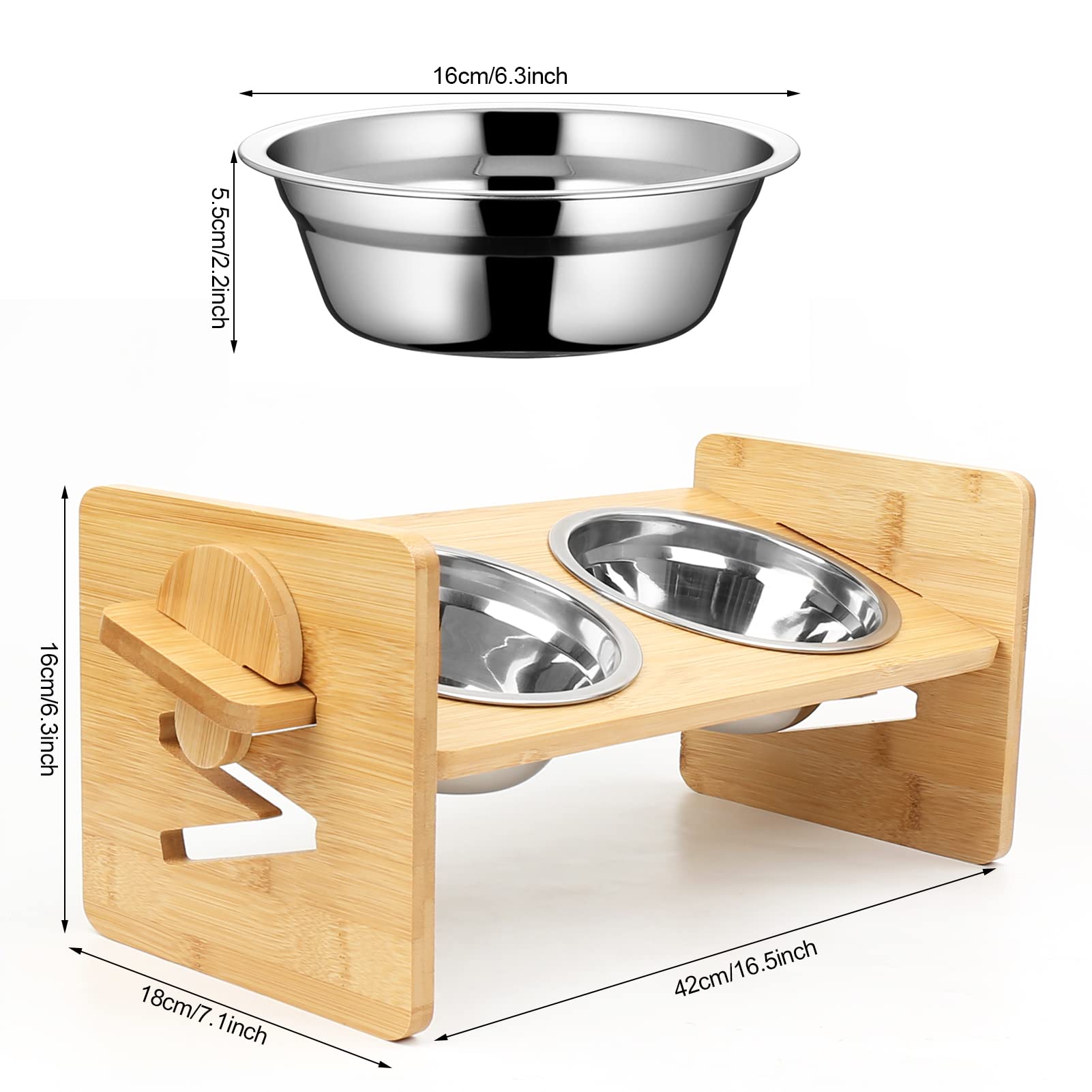 SSAWcasa easy-assembly dog feeder with tool-free design and wooden pegs.