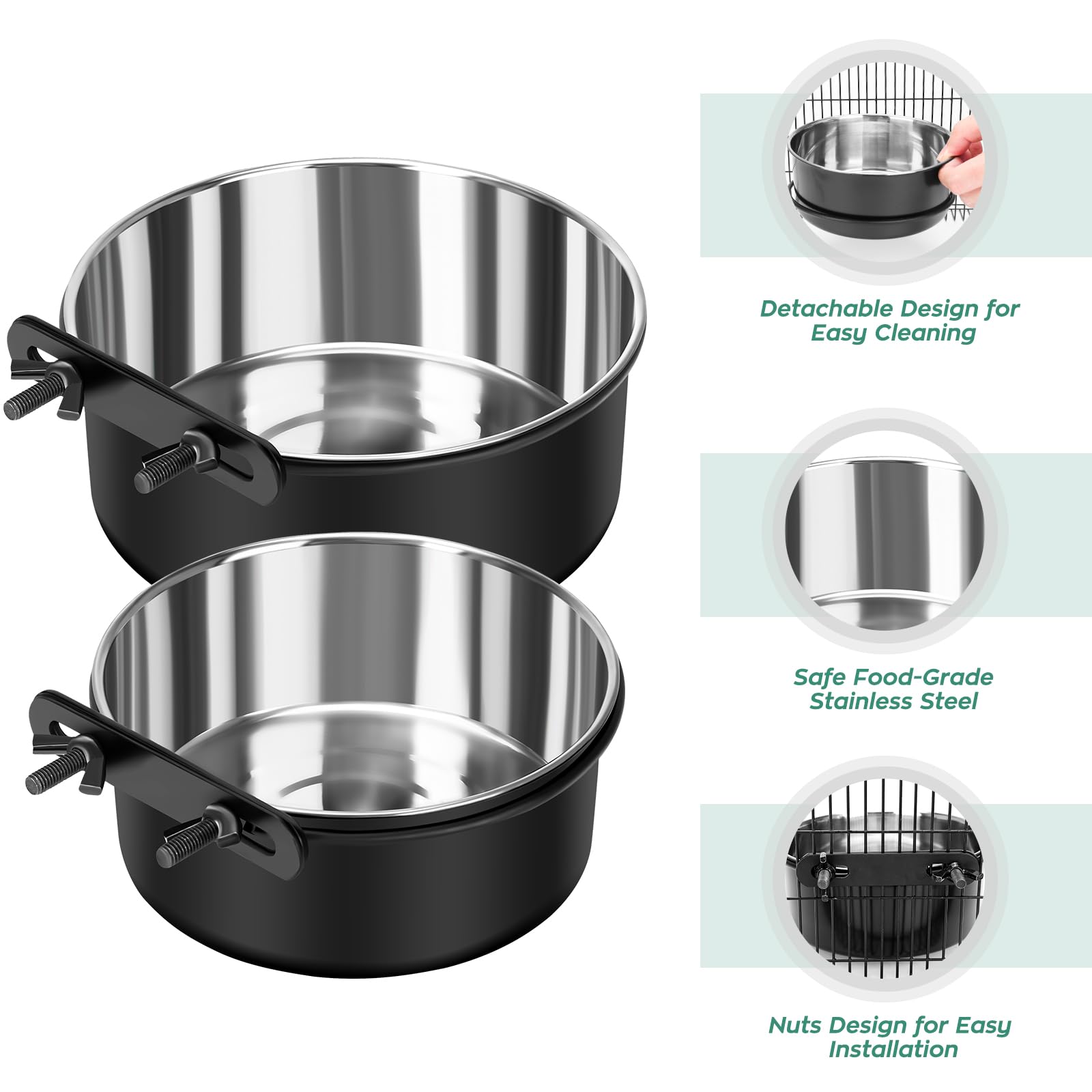 SSAWcasa kennel bowl bracket attachment enables easy installation and adjustable height for cages